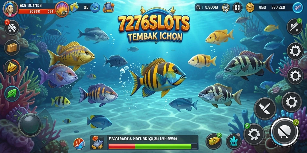 Menampilkan gameplay seru dari 7276SLOTS dengan aksi Tembak Ikan yang menarik.