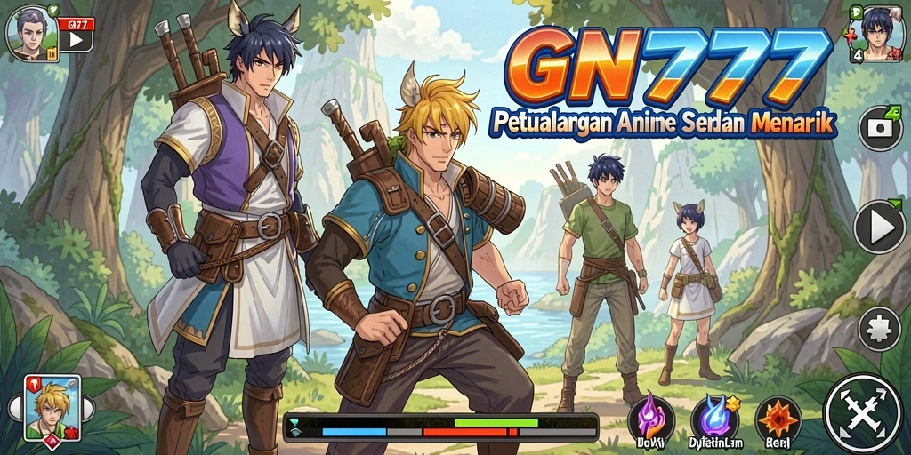 Tampilan gameplay seru di GN777 dengan karakter anime menarik.