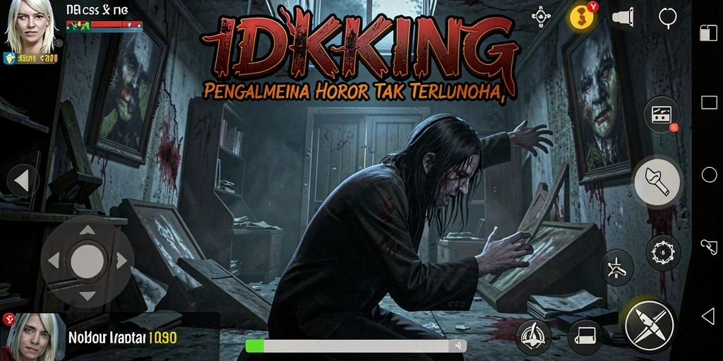 Tampilan gameplay mencekam dari IDRKING dengan suasana horor yang intens.