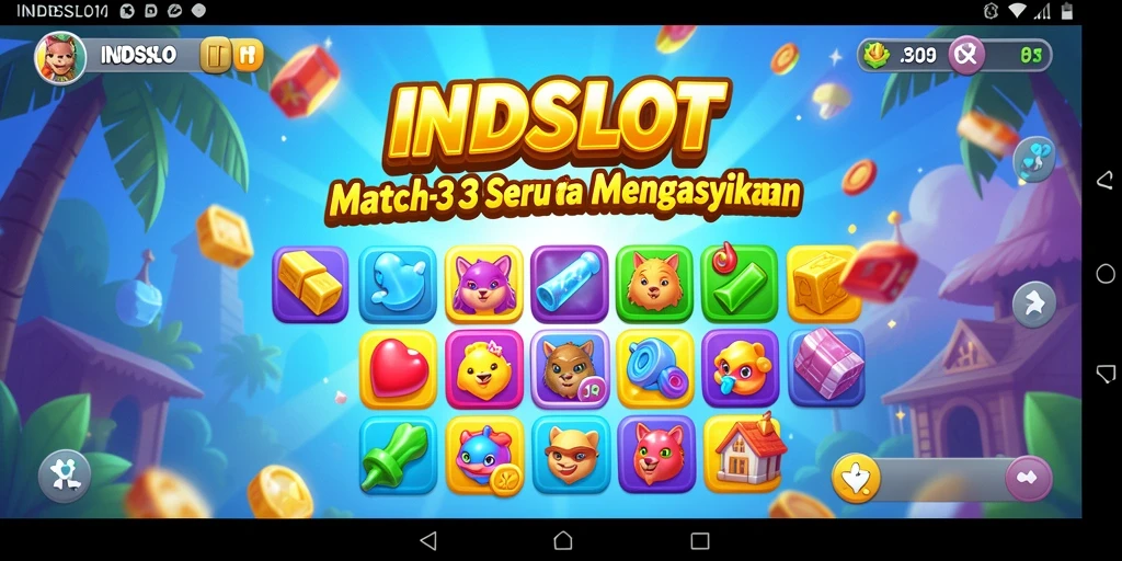 Tampilan gameplay seru di INDSLOT dengan tantangan Match-3.