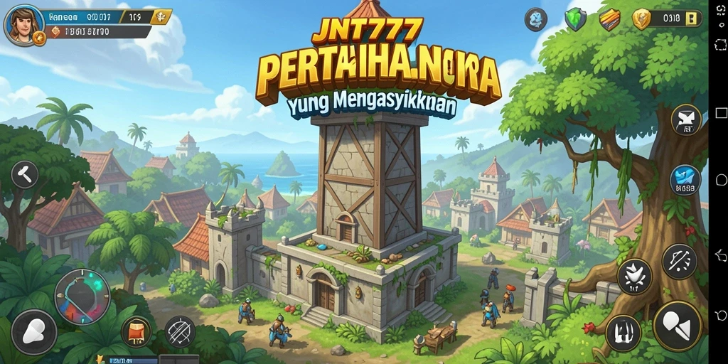 Screenshot JNT777 menampilkan aksi mendebarkan dari menara pertahanan.