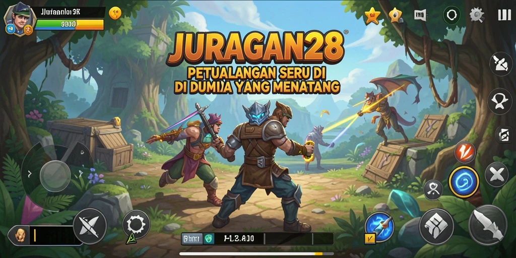 Tampilan gameplay seru JURAGAN28 di lokasi petualangan.