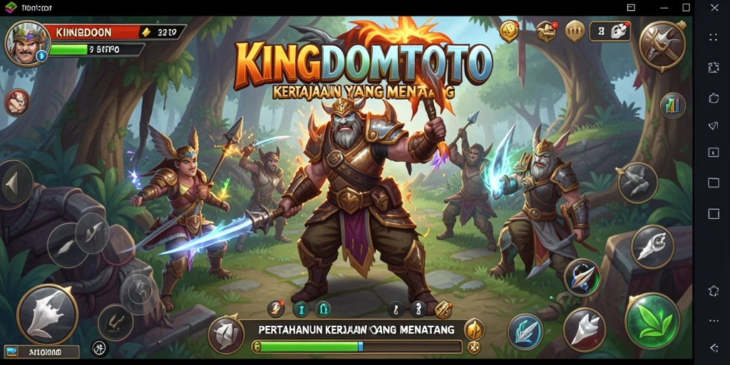 Tampilan screenshot KINGDOMTOTO menunjukkan menara yang siap bertempur melawan gelombang musuh.