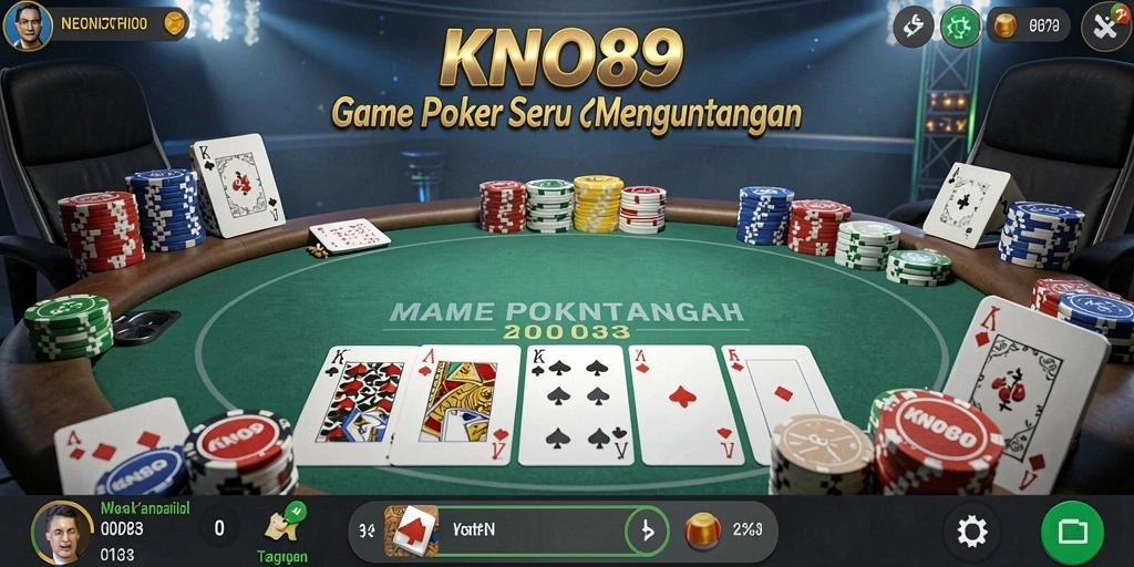 Screenshot gameplay KNO89 yang menampilkan meja poker yang aktif.