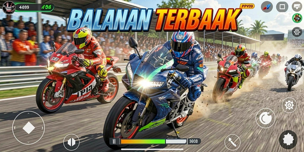 Gameplay balapan motor yang seru dan mendebarkan di PPV99.