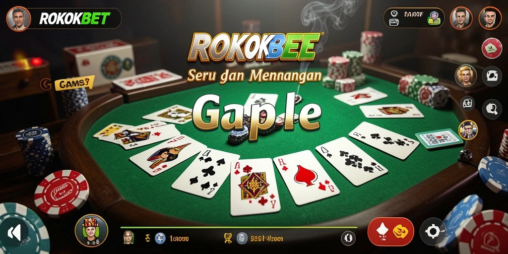 Tampilan gameplay ROKOKBET yang menampilkan suasana Gaple yang seru.