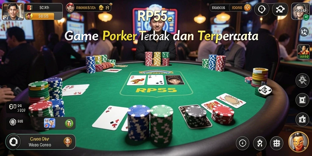 Screenshot gameplay RP55 menampilkan aksi mendebarkan permainan Poker.