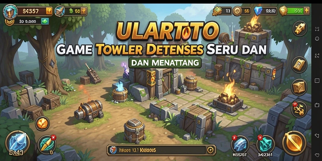 Tangkapan layar gameplay ULARTOTO yang menampilkan aksi menara pertahanan.